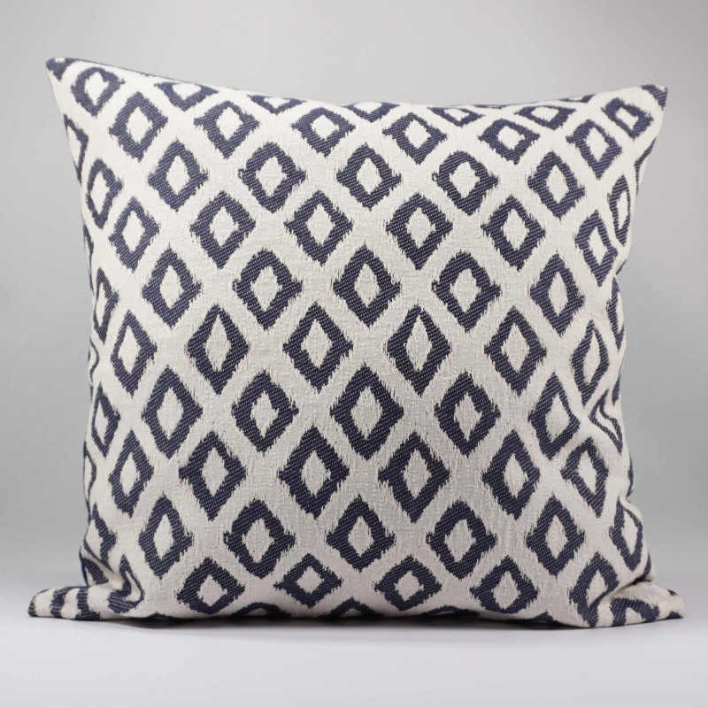 coussin décoratif design graphique 40x40 cm jacquard bleu