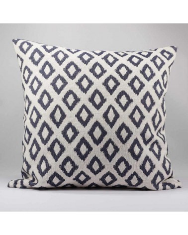 coussin décoratif design graphique 40x40 cm jacquard bleu