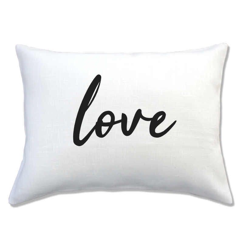 coussin lin inscription LOVE