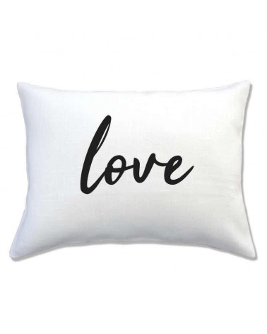coussin lin inscription LOVE