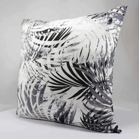 coussin décoratif en lin - motif tropical - feuille palmier - 40x40 cm