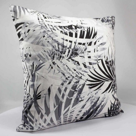 coussin décoratif en lin - motif tropical - feuille palmier - 40x40 cm