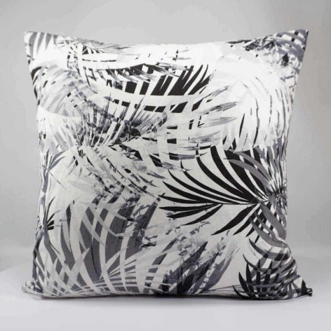 coussin décoratif en lin - motif tropical - feuille palmier - 40x40 cm