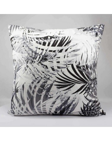 coussin décoratif en lin - motif tropical - feuille palmier - 40x40 cm