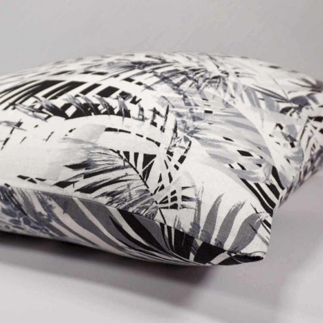 coussin décoratif en lin - motif tropical - feuille palmier - 40x40 cm