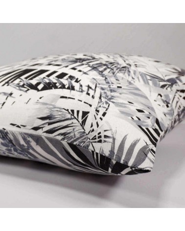 coussin décoratif en lin - motif tropical - feuille palmier - 40x40 cm