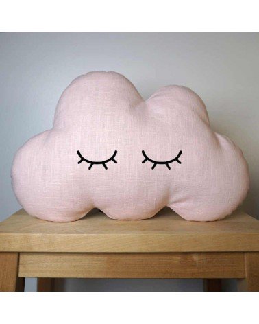 cadeau baby shower - Coussin nuage aux yeux fermés rose
