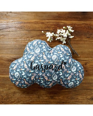 Coussin nuage prénom personnalisé motif oiseaux