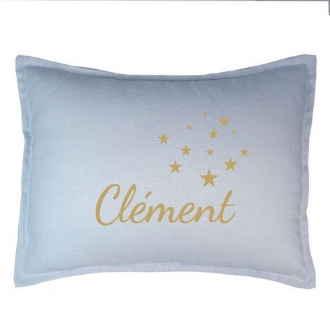 Coussin personnalisé en lin bleu ciel