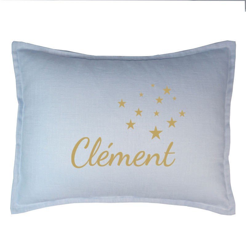 Coussin personnalisé en lin bleu ciel