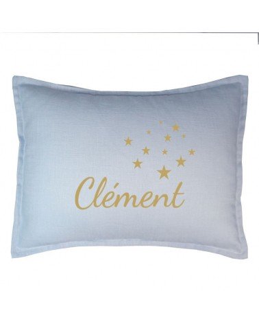 Coussin personnalisé en lin bleu ciel