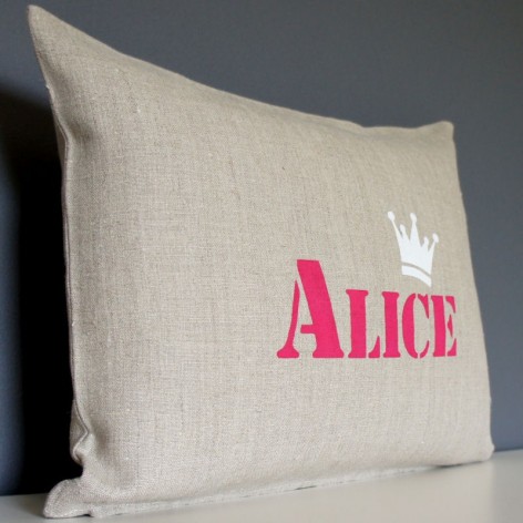 coussin prénom personnalisé enfant, couronne