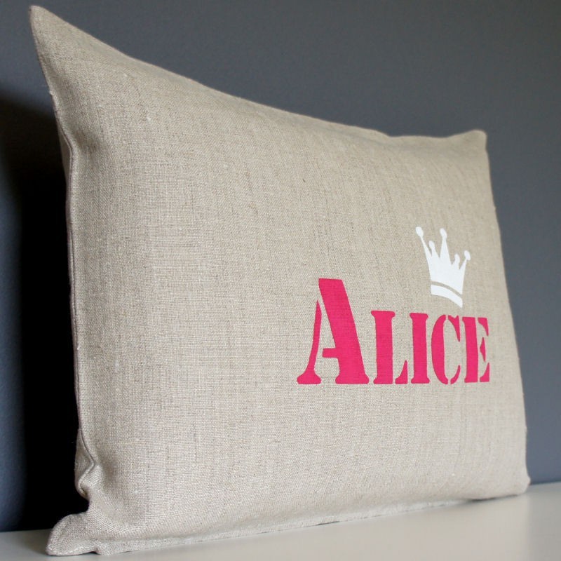 coussin prénom personnalisé enfant, couronne