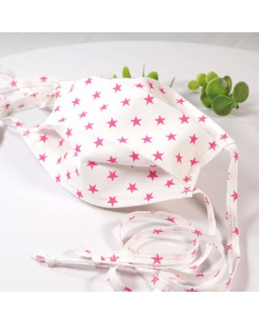 Masque de protection lavable, masque barrière 2 épaisseurs AFNOR, coton étoiles