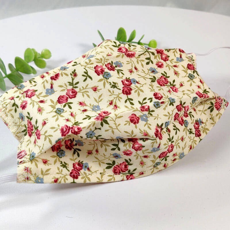 Masque barrière lavable, 2 épaisseurs AFNOR, coton fleuri