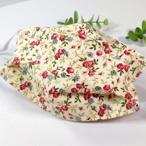 Masque barrière lavable, 2 épaisseurs AFNOR, coton fleuri