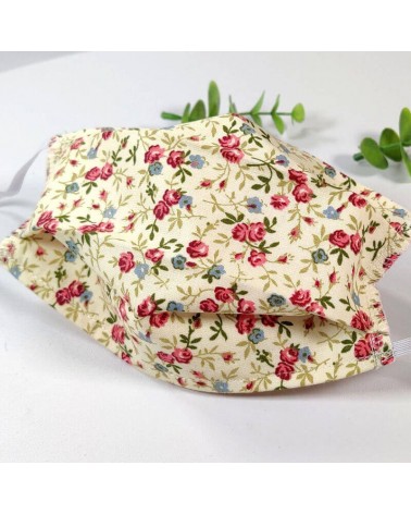 Masque barrière lavable, 2 épaisseurs AFNOR, coton fleuri