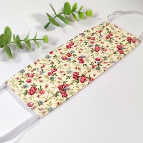 Masque barrière lavable, 2 épaisseurs AFNOR, coton fleuri