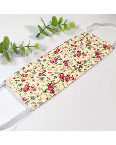 Masque barrière lavable, 2 épaisseurs AFNOR, coton fleuri
