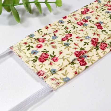 Masque barrière lavable, 2 épaisseurs AFNOR, coton fleuri