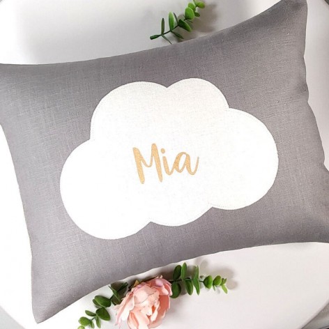 coussin personnalisé bébé, prénom, nuage