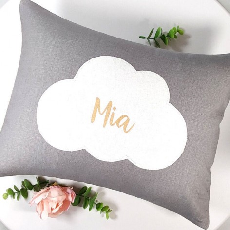 coussin personnalisé bébé, prénom, nuage