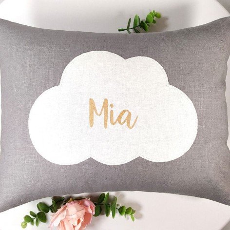 coussin personnalisé bébé, prénom, nuage