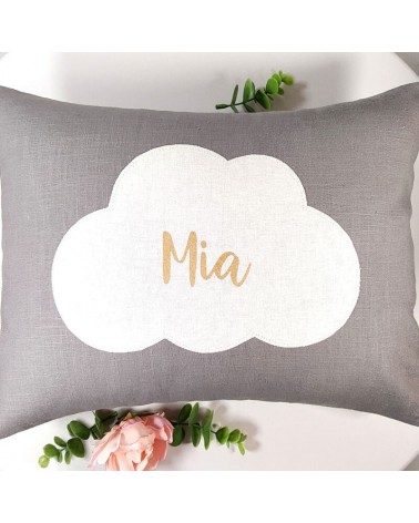 coussin personnalisé bébé, prénom, nuage