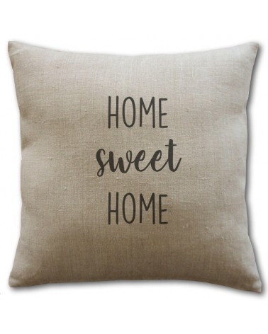coussin lin naturel home sweet home 40x40 cm