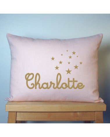 coussin personnalisé rose pâle