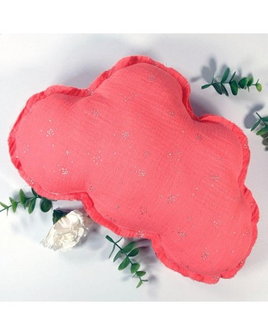 coussin nuage double gaze corail