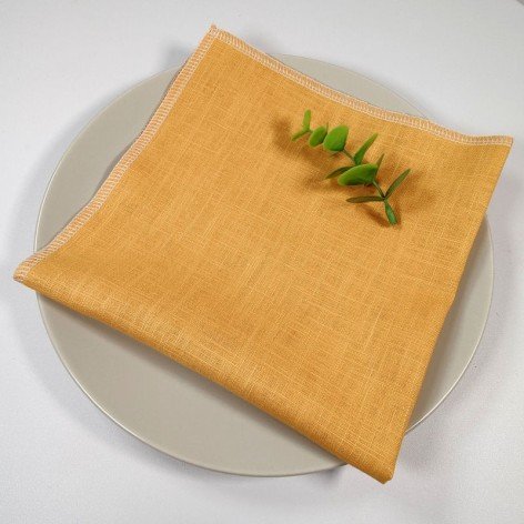 serviette de table en lin jaune moutarde