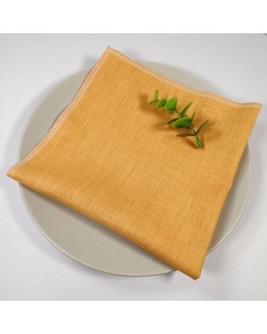 serviette de table en lin jaune moutarde