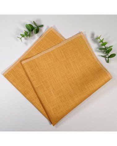 serviette de table en lin jaune moutarde