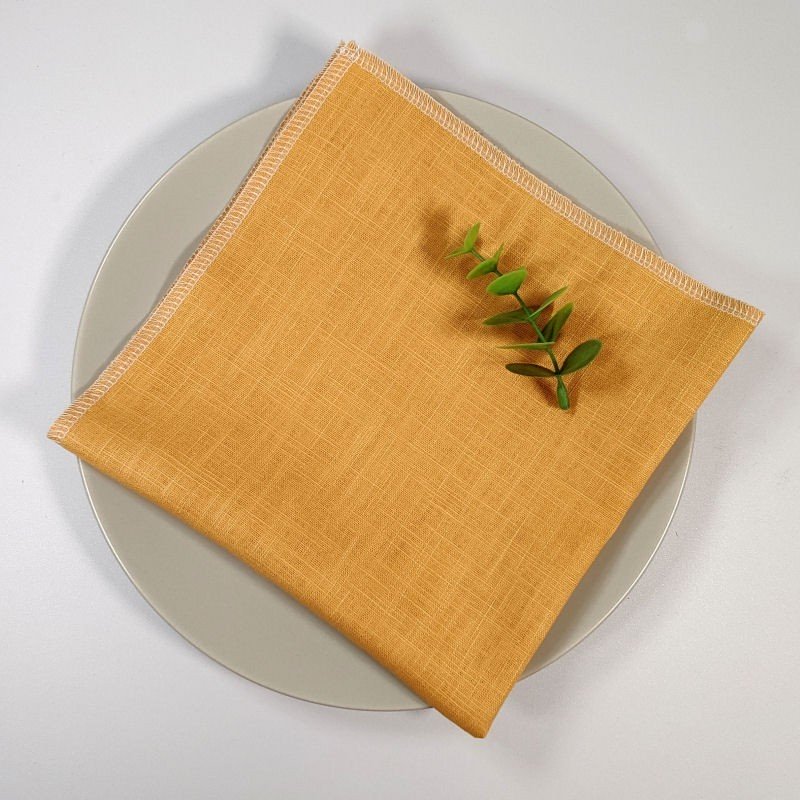 serviette de table en lin jaune moutarde