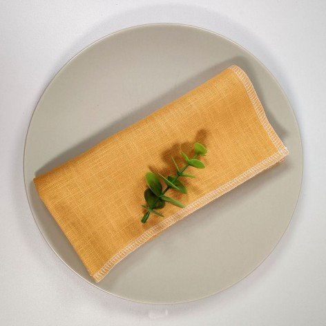 serviette de table en lin jaune moutarde