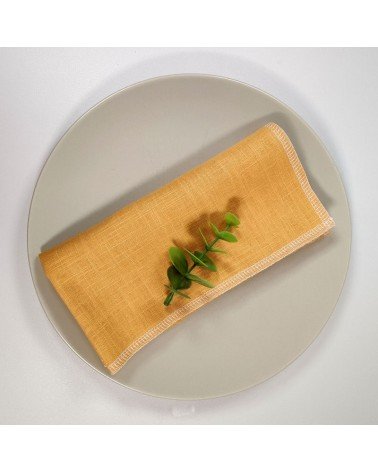 serviette de table en lin jaune moutarde