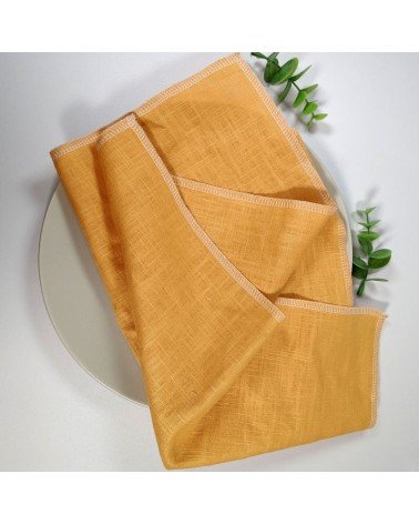 serviette de table en lin jaune moutarde