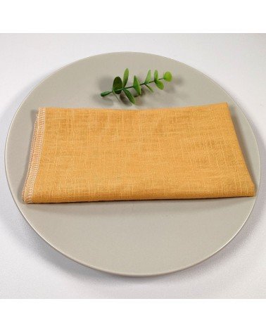 serviette de table en lin jaune moutarde