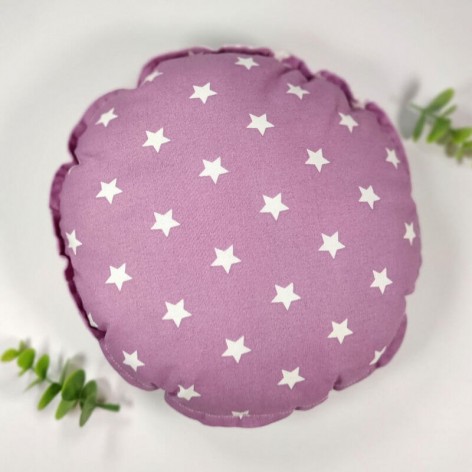 coussin rond bi-face étoiles et pois