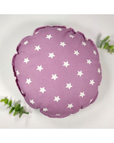 coussin rond bi-face étoiles et pois