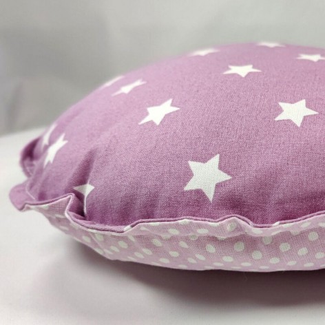 coussin rond bi-face étoiles et pois