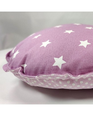 coussin rond bi-face étoiles et pois