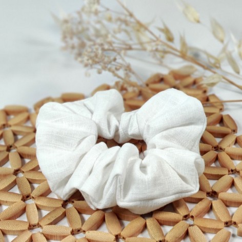 chouchou en lin blanc