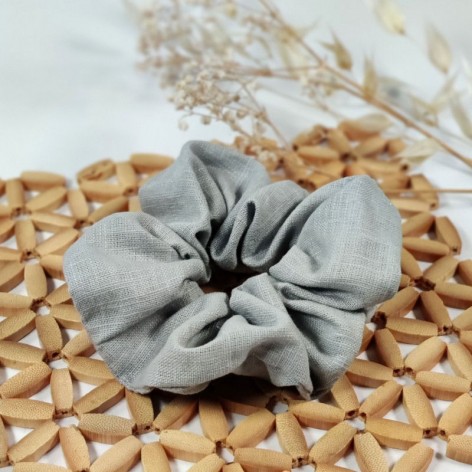 chouchou en lin gris