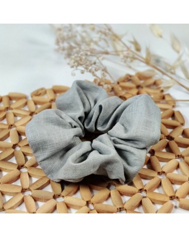 chouchou en lin gris