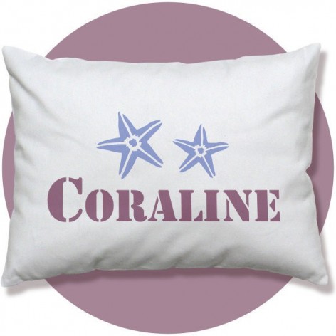 coussin personnalisé naissance, prénom, étoiles de mer