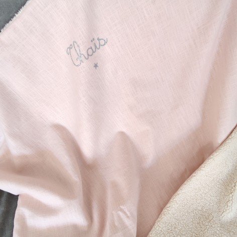 couverture sieste maternelle en lin rose