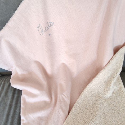 couverture sieste maternelle en lin rose