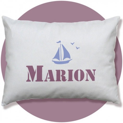 coussin personnalisé bébé, prénom, bateau